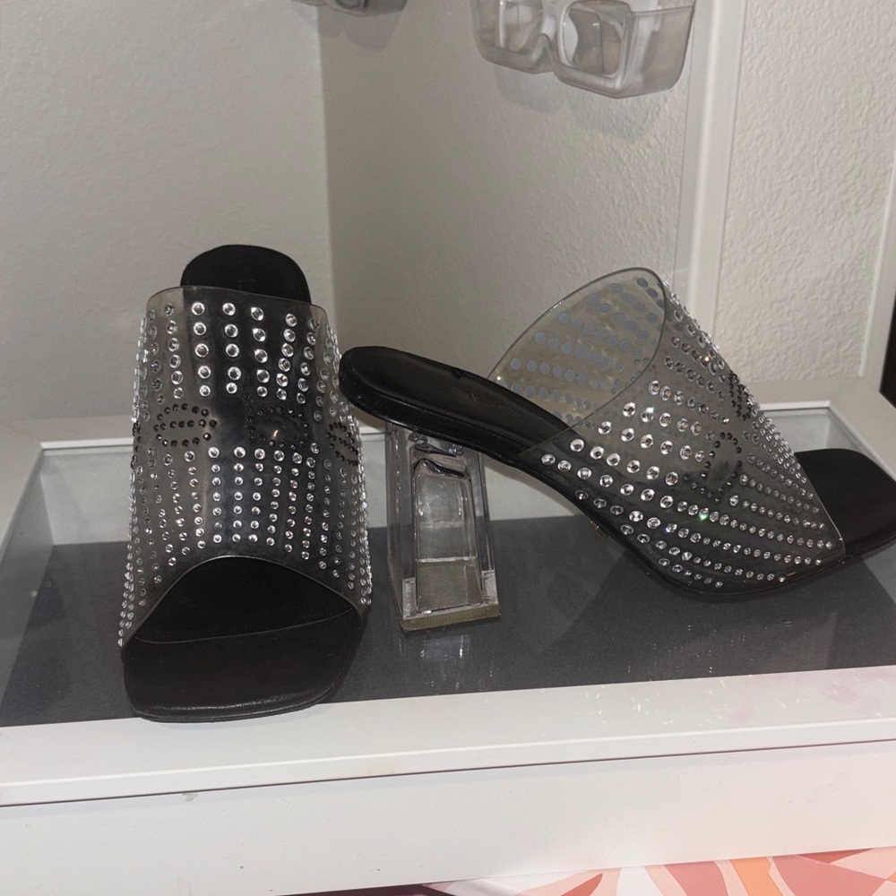 Bebe Studded Block Heel